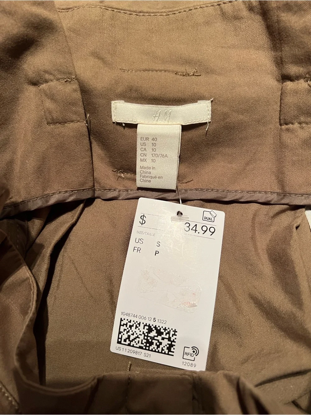 H&M Khaki Olive Utility Skirt with Tie Waist